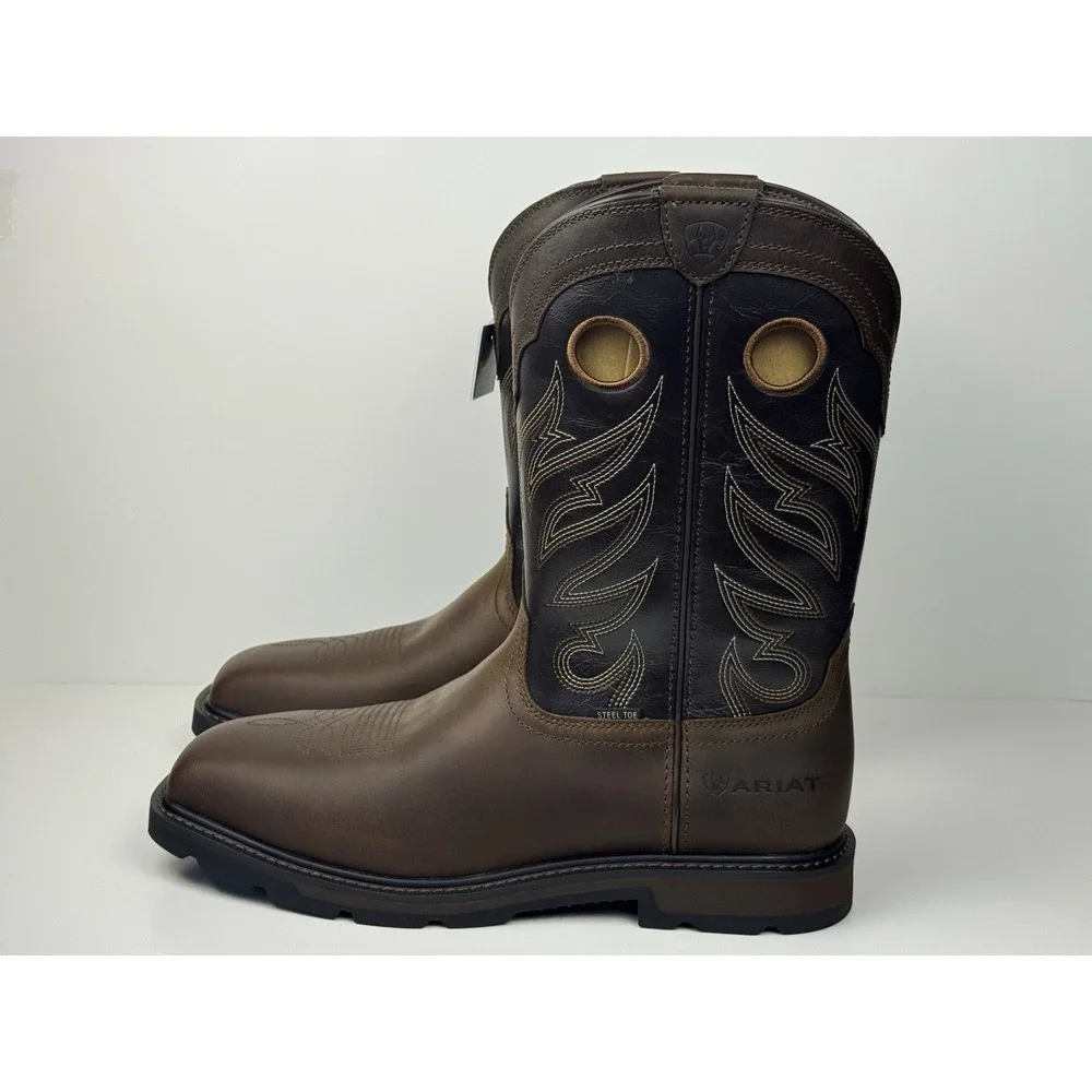Ariat Groundwork Steel Toe Mens Sz 11 D Bitter Brown Wide Square‎ Toe 10034717